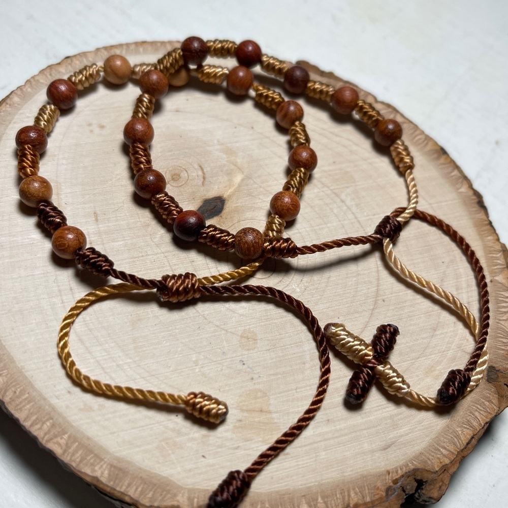 Brown wooden beaded rosary